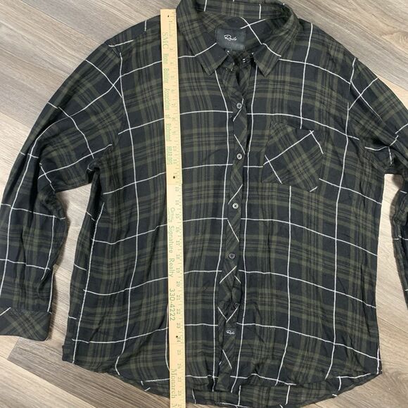 Rails Women’s Sz XL Plaid Button Up Shirt Long Sleeve Black & Green - Picture 5 of 8